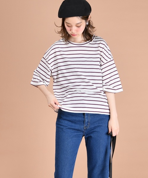 natural couture(ナチュラルクチュール)の「ゆるビックTシャツ(Tシャツ/カットソー・レディース・その他12/ブラウン/ライトベージュ/ミント・FREE)」の15枚目の写真