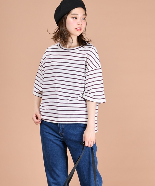 natural couture(ナチュラルクチュール)の「ゆるビックTシャツ(Tシャツ/カットソー・レディース・その他12/ブラウン/ライトベージュ/ミント・FREE)」の16枚目の写真