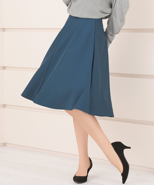 Ninarobe(ニーナローブ)の「Aラインひざ丈フレアスカート(スカート)」|ブルー