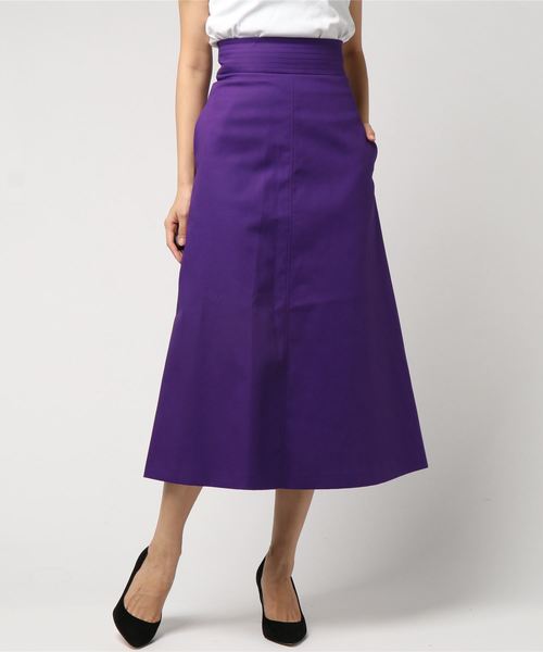 NINE（ナイン）の「ボンディングブロードスカート（スカート・レディース・パープル/カーキ/キャメル・1/0）」の3枚目の写真