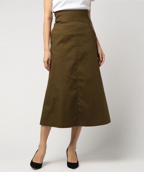 NINE（ナイン）の「ボンディングブロードスカート（スカート・レディース・パープル/カーキ/キャメル・1/0）」の2枚目の写真