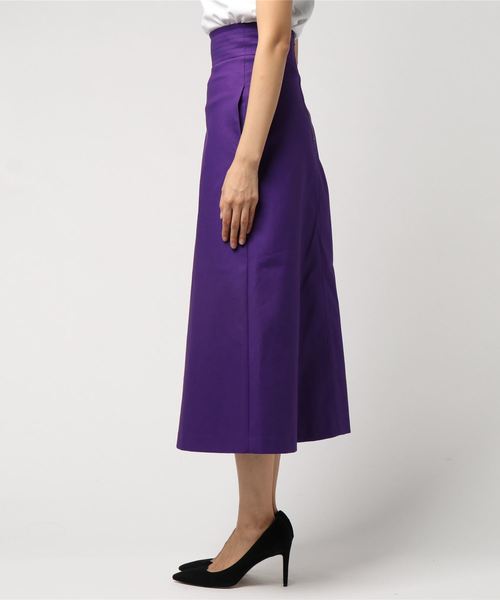 NINE（ナイン）の「ボンディングブロードスカート（スカート・レディース・パープル/カーキ/キャメル・1/0）」の4枚目の写真