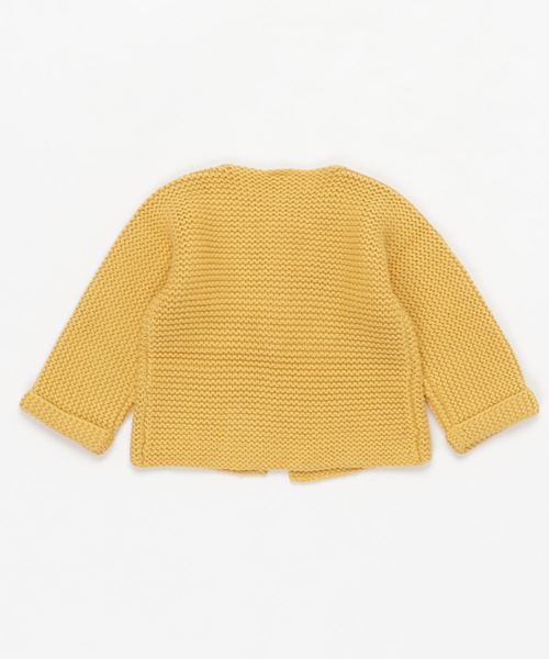 PETIT BATEAU（プチバトー）の「ガーター編みニットカーディガン（カーディガン/ボレロ・キッズ・イエロー・18MONTH）」の2枚目の写真