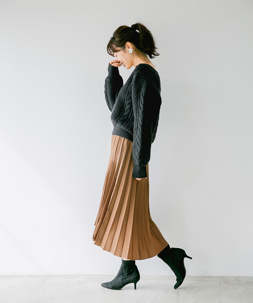 A part by（アパートバイ）の「ブラッシュサテンプリーツスカート　819440（スカート・レディース・ブラウン/イエロー/ブルー・FREE）」の17枚目の写真