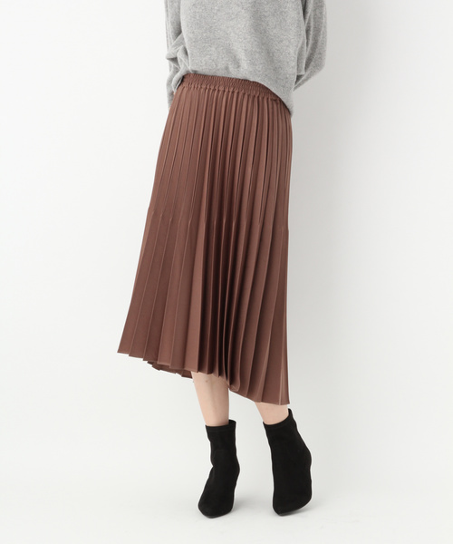 A part by（アパートバイ）の「ブラッシュサテンプリーツスカート　819440（スカート・レディース・ブラウン/イエロー/ブルー・FREE）」の6枚目の写真