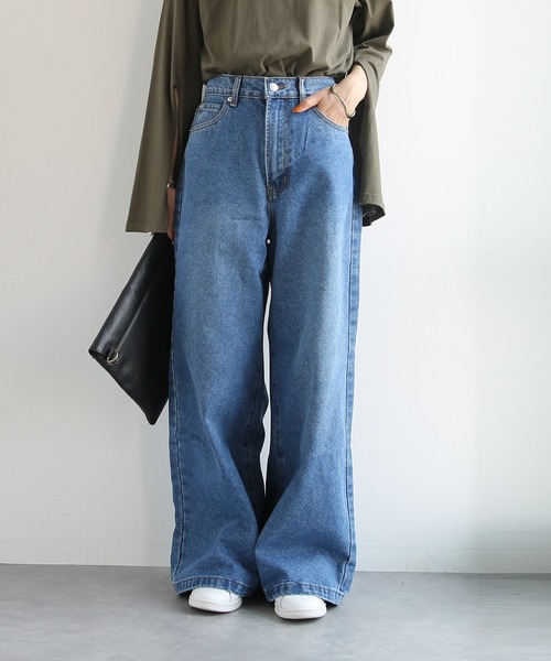 and it_(アンドイット)の「レースポケットワイドデニムパンツ(デニムパンツ・レディース・ライトブルー/ブルー/インディゴブルー/ホワイト・LARGE/X-LARGE/MEDIUM/L~LL/M~L/S~M/M)」の5枚目の写真