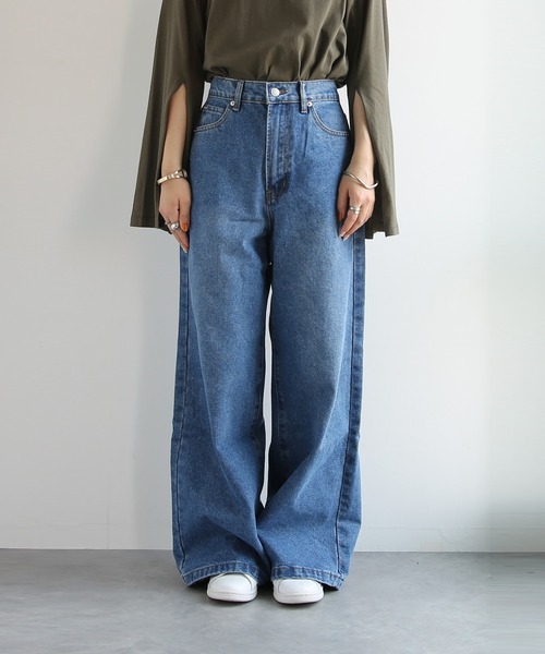 and it_(アンドイット)の「レースポケットワイドデニムパンツ(デニムパンツ・レディース・ライトブルー/ブルー/インディゴブルー/ホワイト・LARGE/X-LARGE/MEDIUM/L~LL/M~L/S~M/M)」の14枚目の写真