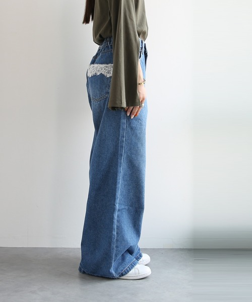 and it_(アンドイット)の「レースポケットワイドデニムパンツ(デニムパンツ・レディース・ライトブルー/ブルー/インディゴブルー/ホワイト・LARGE/X-LARGE/MEDIUM/L~LL/M~L/S~M/M)」の15枚目の写真