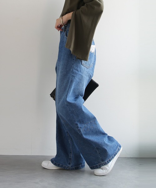and it_(アンドイット)の「レースポケットワイドデニムパンツ(デニムパンツ・レディース・ライトブルー/ブルー/インディゴブルー/ホワイト・LARGE/X-LARGE/MEDIUM/L~LL/M~L/S~M/M)」の19枚目の写真