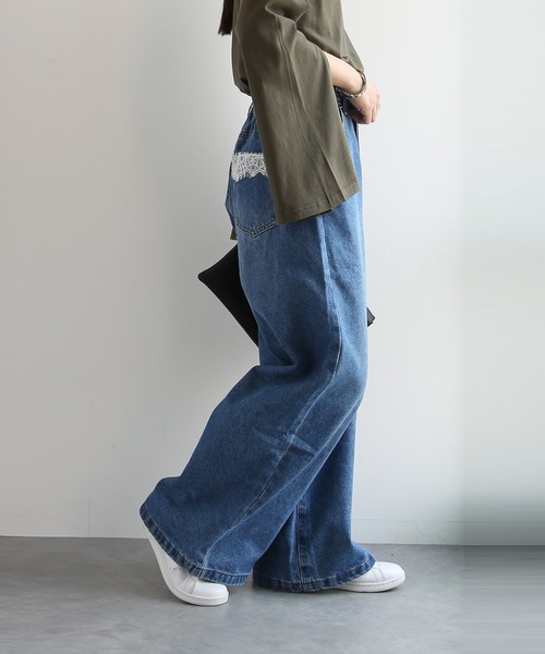 and it_(アンドイット)の「レースポケットワイドデニムパンツ(デニムパンツ・レディース・ライトブルー/ブルー/インディゴブルー/ホワイト・LARGE/X-LARGE/MEDIUM/L~LL/M~L/S~M/M)」の20枚目の写真