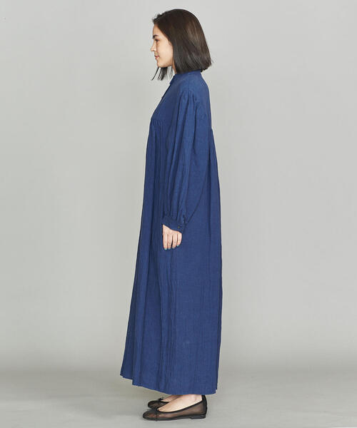 BEAUTY&YOUTH UNITED ARROWS（ビューティーアンドユースユナイテッドアローズ）の「BY ワッシャースタンドカラーギャザーワンピース о（ワンピース・レディース・コバルトブルー/オフホワイト・MEDIUM/SMALL）」の5枚目の写真