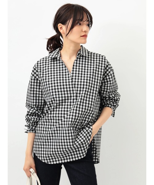 AMERICAN HOLIC(アメリカンホリック)の「バックギャザースキッパーシャツ*(シャツ/ブラウス・レディース・チェック/オフホワイト/ベージュ系その他/ブルー系その他7/その他5/ブルー系その他5・M/L)」の5枚目の写真