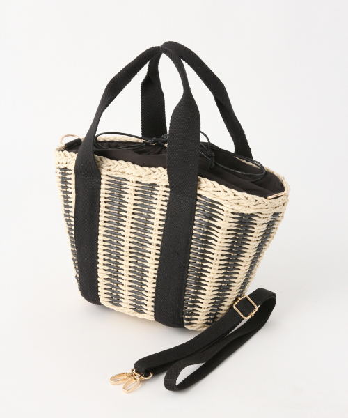 GLOBAL WORK（グローバルワーク）の「2WAYペーパートート/822575（かごバッグ・レディース・ブラック/ブラック系その他/レッド/ゴールド系その他・ONE SIZE）」の11枚目の写真