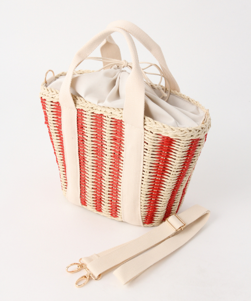 GLOBAL WORK（グローバルワーク）の「2WAYペーパートート/822575（かごバッグ・レディース・ブラック/ブラック系その他/レッド/ゴールド系その他・ONE SIZE）」の13枚目の写真