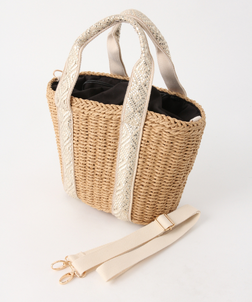 GLOBAL WORK（グローバルワーク）の「2WAYペーパートート/822575（かごバッグ・レディース・ブラック/ブラック系その他/レッド/ゴールド系その他・ONE SIZE）」の15枚目の写真