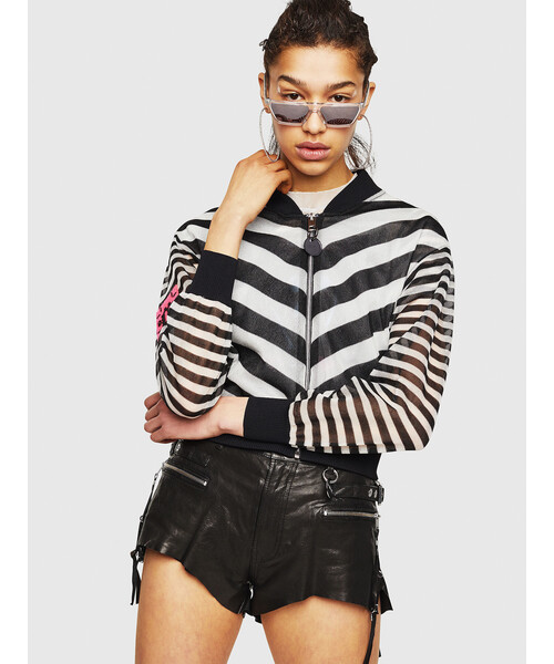 DIESEL(ディーゼル)の「レディース ニット ストライプジップアップ DIESEL(ディーゼル)の「レディース ニット ストライプジップアップ