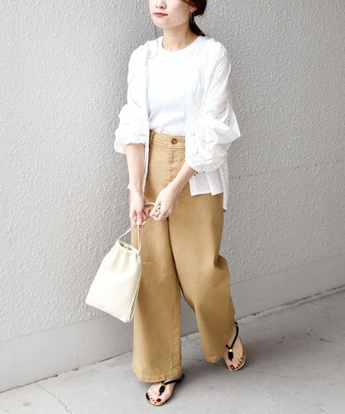 liflattie ships（リフラティ シップス）の「liflattie ships:カットワークレースギャザーブラウス◇（シャツ/ブラウス・レディース・ホワイト/ネイビー/イエロー・SMALL/MEDIUM）」の6枚目の写真