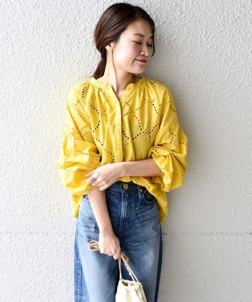 liflattie ships（リフラティ シップス）の「liflattie ships:カットワークレースギャザーブラウス◇（シャツ/ブラウス・レディース・ホワイト/ネイビー/イエロー・SMALL/MEDIUM）」の11枚目の写真