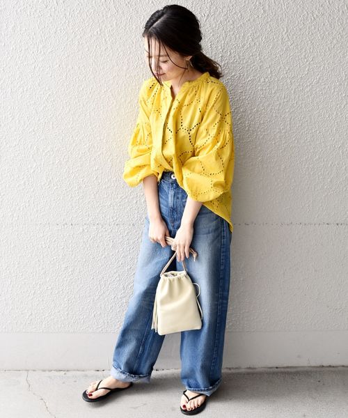 liflattie ships（リフラティ シップス）の「liflattie ships:カットワークレースギャザーブラウス◇（シャツ/ブラウス・レディース・ホワイト/ネイビー/イエロー・SMALL/MEDIUM）」の15枚目の写真