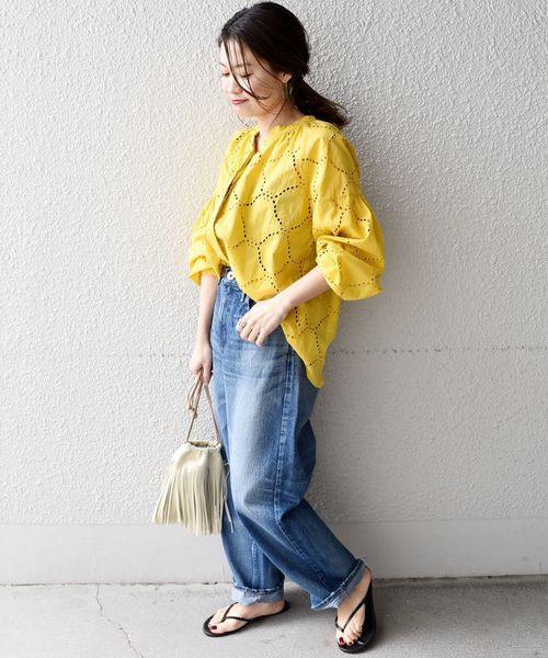 liflattie ships（リフラティ シップス）の「liflattie ships:カットワークレースギャザーブラウス◇（シャツ/ブラウス・レディース・ホワイト/ネイビー/イエロー・SMALL/MEDIUM）」の16枚目の写真