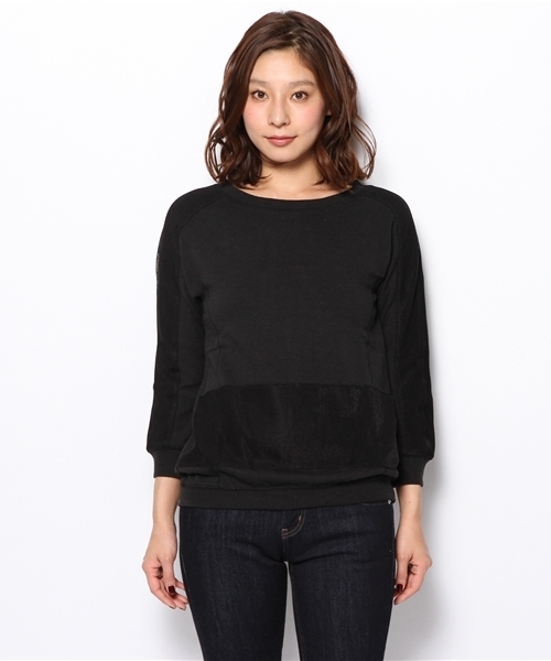 PLST（プラステ）の「アンゴラ混チュールレイヤードスウェット（Tシャツ/カットソー・レディース・ブラック/ライトグレー/ネイビー・2）」の4枚目の写真