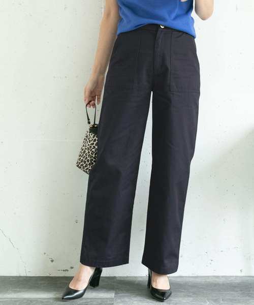 URBAN RESEARCH ROSSO(アーバンリサーチロッソ)の「コットンハイウエストワイドパンツ(パンツ)」|ネイビー