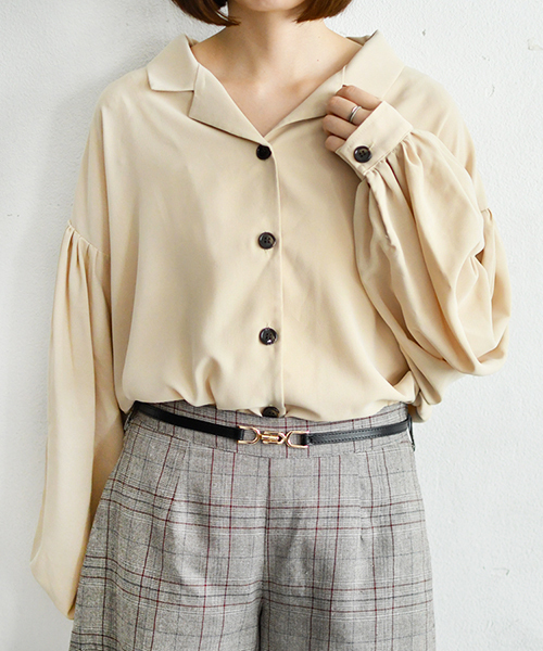 PairPair（ペアペア）の「アソート袖ボリューム開襟シャツ（シャツ/ブラウス・レディース・ブラック/モカ/ブラウン系その他/ライトベージュ・FREE）」の4枚目の写真