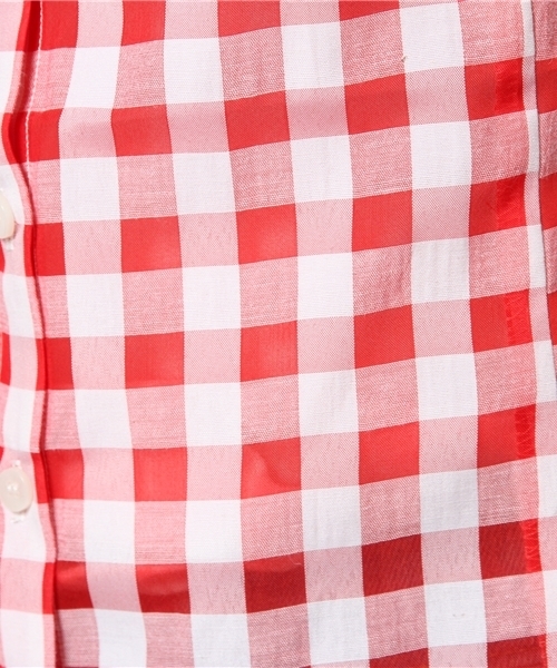 one after another NICE CLAUP（ワンアフターアナザーナイスクラップ）の「【ナイスクラップ】ギンガムノースリブラウス（シャツ/ブラウス・レディース・レッド/ブラック・FREE）」の6枚目の写真