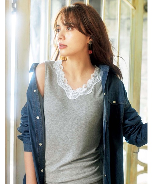 GeeRA（ジーラ）の「Ｖネックレースタンクトップ（タンクトップ・レディース・ブラック/グレー/オフホワイト・MEDIUM/XX-LARGE/LARGE/X-LARGE/SMALL）」の10枚目の写真