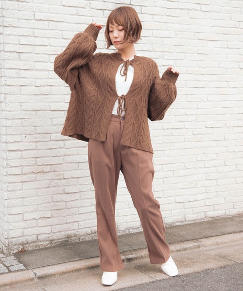 VANNIE U（ヴァニーユー）の「2WAYリボンニット（ニット/セーター・レディース・ベージュ/アイボリー/チョコ・FREE）」の19枚目の写真