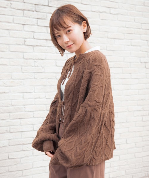 VANNIE U（ヴァニーユー）の「2WAYリボンニット（ニット/セーター・レディース・ベージュ/アイボリー/チョコ・FREE）」の16枚目の写真