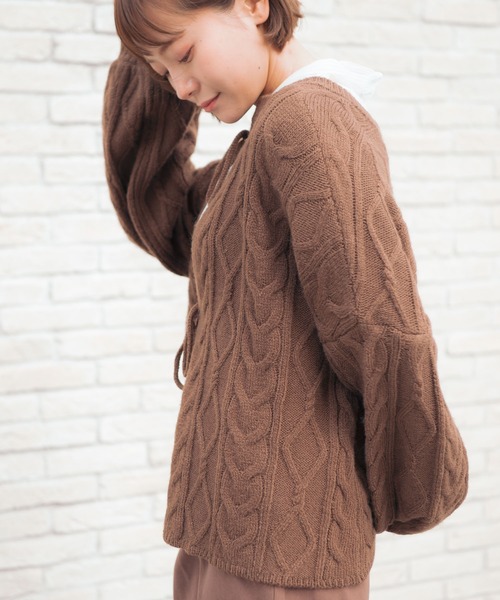 VANNIE U（ヴァニーユー）の「2WAYリボンニット（ニット/セーター・レディース・ベージュ/アイボリー/チョコ・FREE）」の18枚目の写真