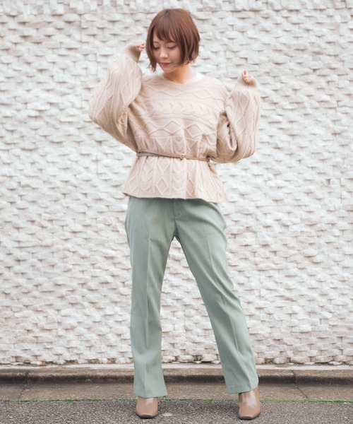 VANNIE U（ヴァニーユー）の「2WAYリボンニット（ニット/セーター・レディース・ベージュ/アイボリー/チョコ・FREE）」の13枚目の写真