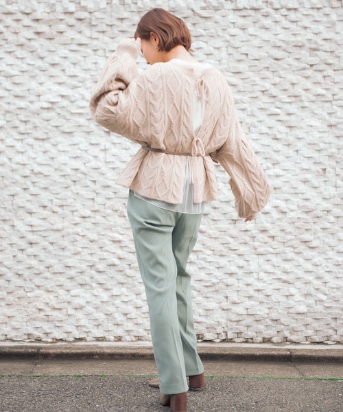 VANNIE U（ヴァニーユー）の「2WAYリボンニット（ニット/セーター・レディース・ベージュ/アイボリー/チョコ・FREE）」の15枚目の写真