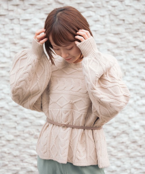 VANNIE U（ヴァニーユー）の「2WAYリボンニット（ニット/セーター・レディース・ベージュ/アイボリー/チョコ・FREE）」の11枚目の写真