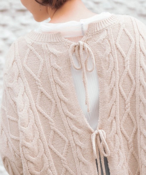 VANNIE U（ヴァニーユー）の「2WAYリボンニット（ニット/セーター・レディース・ベージュ/アイボリー/チョコ・FREE）」の8枚目の写真