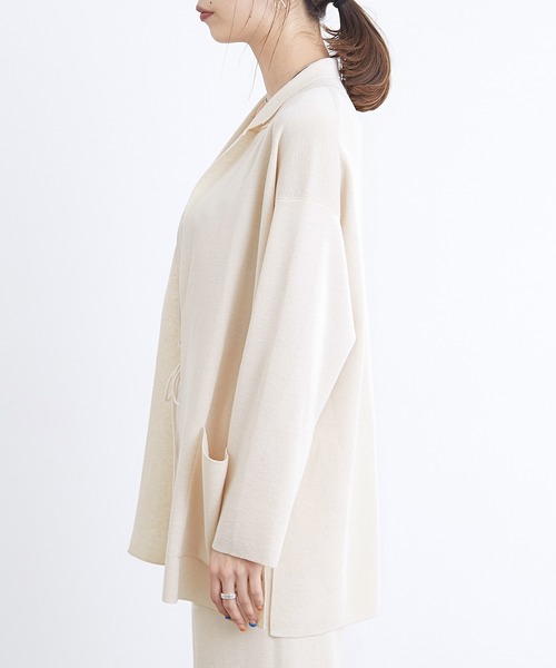 ADAM ET ROPE'(アダムエロペ)の「LINEN混ニットジャケット(テーラードジャケット・レディース・ホワイト系その他/カーキ・FREE)」の10枚目の写真