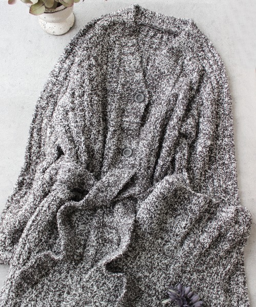 tu-hacci（ツーハッチ）の「ふわもこ リブガウンセットアップ（ガウン/バスローブ・レディース・ピンク/ホワイト/ミックスグレー・FREE）」の2枚目の写真