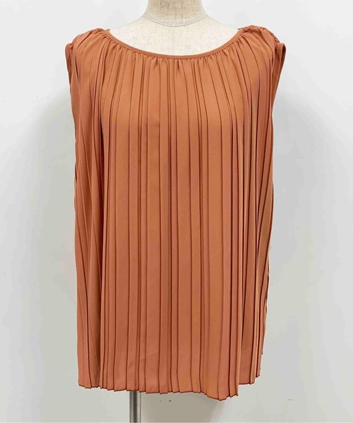 PICCIN（ピッチン）の「ノースリーブプリーツブラウス（シャツ/ブラウス・レディース・オレンジ/サックスブルー/ベージュ/ブラック・L/M）」の10枚目の写真