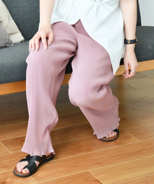 Ambre Neige（アンブルネージュ）の「プリーツパンツ／イージーパンツ／ウエストゴム／【WEB/EC限定商品】（その他パンツ・レディース・ベージュ/パープル/ブルー・FREE）」の5枚目の写真