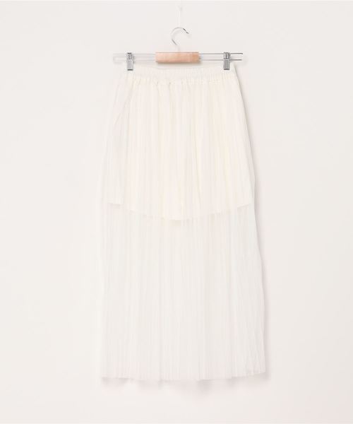WEGO（ウィゴー）の「WEGO/シアーチュールレイヤードロングスカート（スカート・レディース・ホワイト/ブラック・FREE）」の3枚目の写真