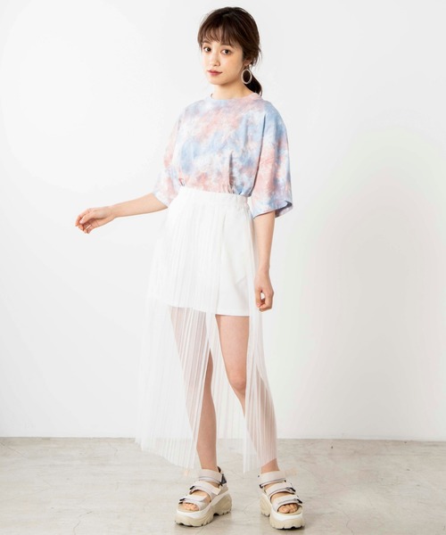 WEGO（ウィゴー）の「WEGO/シアーチュールレイヤードロングスカート（スカート・レディース・ホワイト/ブラック・FREE）」の14枚目の写真