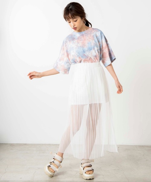 WEGO（ウィゴー）の「WEGO/シアーチュールレイヤードロングスカート（スカート・レディース・ホワイト/ブラック・FREE）」の12枚目の写真