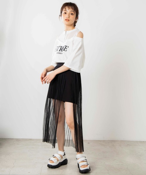 WEGO（ウィゴー）の「WEGO/シアーチュールレイヤードロングスカート（スカート・レディース・ホワイト/ブラック・FREE）」の11枚目の写真
