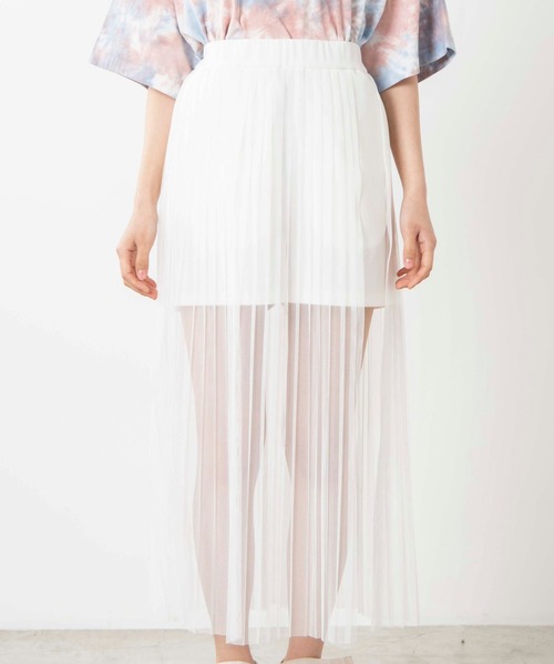 WEGO（ウィゴー）の「WEGO/シアーチュールレイヤードロングスカート（スカート・レディース・ホワイト/ブラック・FREE）」の8枚目の写真