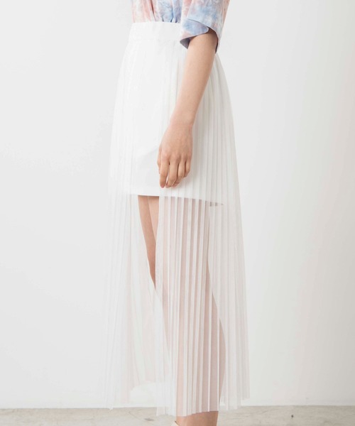 WEGO（ウィゴー）の「WEGO/シアーチュールレイヤードロングスカート（スカート・レディース・ホワイト/ブラック・FREE）」の7枚目の写真
