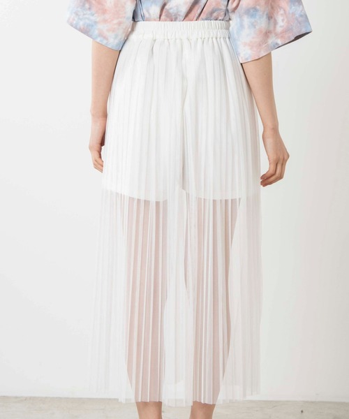 WEGO（ウィゴー）の「WEGO/シアーチュールレイヤードロングスカート（スカート・レディース・ホワイト/ブラック・FREE）」の6枚目の写真