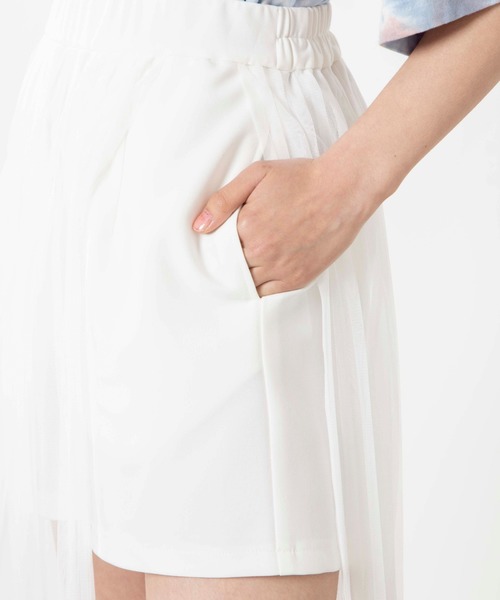 WEGO（ウィゴー）の「WEGO/シアーチュールレイヤードロングスカート（スカート・レディース・ホワイト/ブラック・FREE）」の4枚目の写真