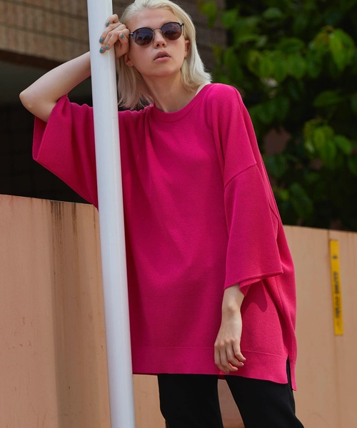 MAISON SPECIAL(メゾンスペシャル)の「《ユニセックスアイテム》ハイツイスト畦プライムオーバーニットTシャツ 【MAISON SPECIAL/メゾンスペシャル】(Tシャツ/カットソー・メンズ・ホワイト/ブラック/サックスブルー/イエロー/ピンク・44/46)」の5枚目の写真