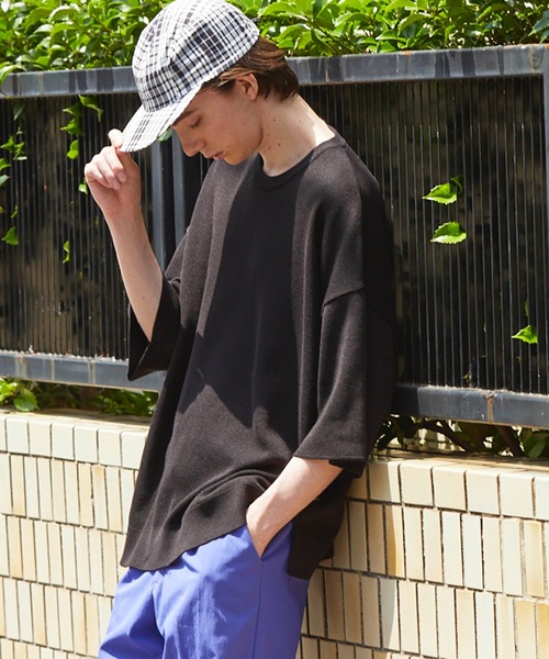 MAISON SPECIAL(メゾンスペシャル)の「《ユニセックスアイテム》ハイツイスト畦プライムオーバーニットTシャツ 【MAISON SPECIAL/メゾンスペシャル】(Tシャツ/カットソー・メンズ・ホワイト/ブラック/サックスブルー/イエロー/ピンク・44/46)」の3枚目の写真